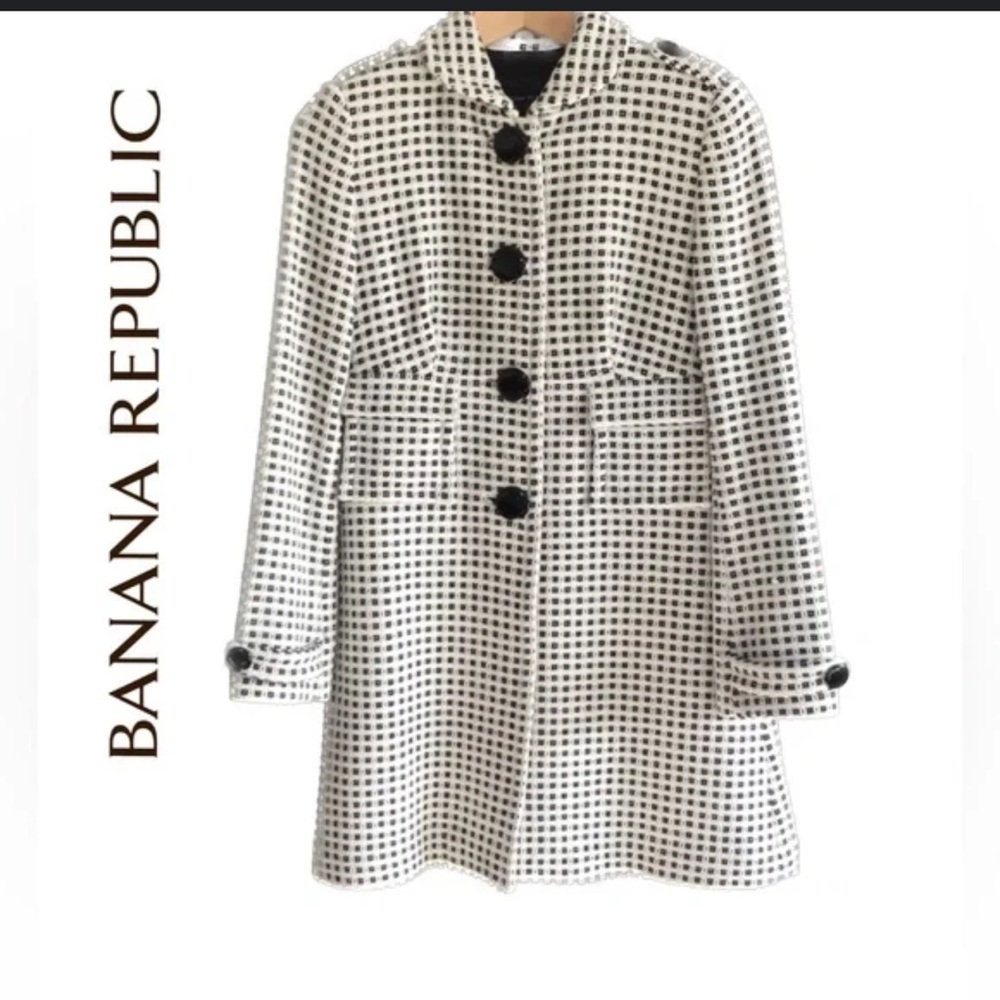 ** BANANA REPUBLIC** Vintage Black & White Pea Coat : XS